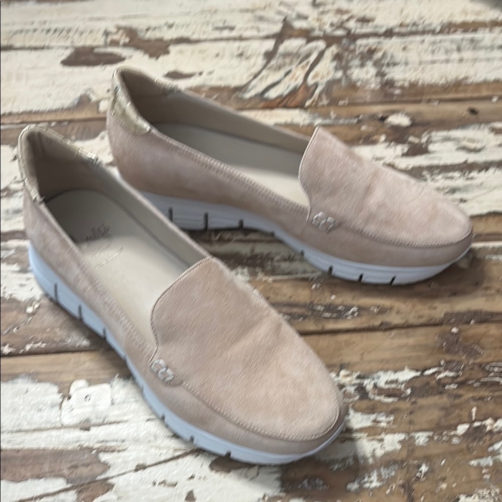 Alfani White and Blush Pink Slip-On Flats with Moccasin Stitching